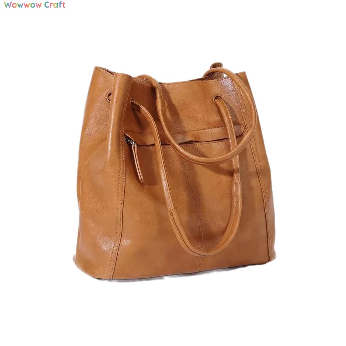 Shoulder Bags,Totes,Leather Bags,Vegetable-Tanned Leather Large Capacity Leather Shoulder Bag - Leather Crossbody Tote Bag